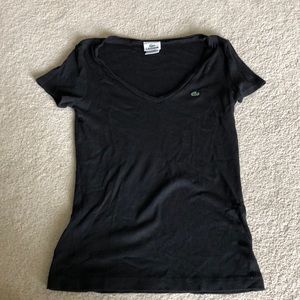 Lacoste Black V-neck cotton tee, sz EU 42 (US 10)